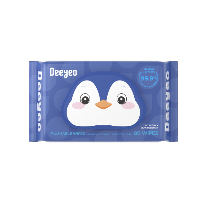 Deeyeo 流せるトイレ用ウェットティッシュ (ファミリーパック 80 枚 & トラベルパック 10 枚)