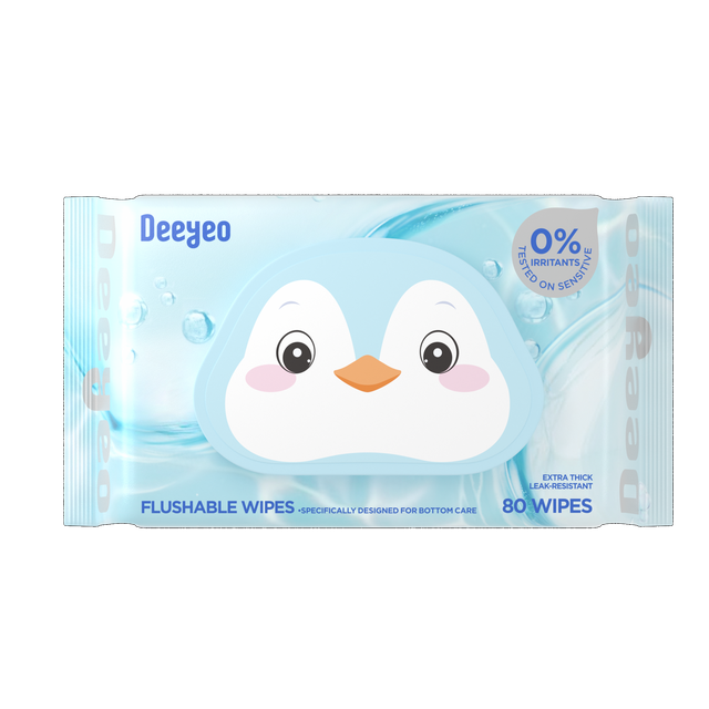 Deeyeo 敏感純水流せるトイレワイプ (80 枚 & 10 枚)
